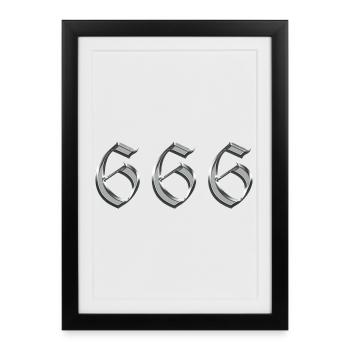 Angel Number 666 Reflect - Affiche encadrée (27 × 37 cm) - noir - Devant
