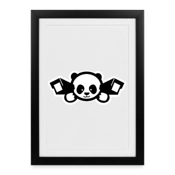 Panda de surveillance mignon – Ironie politique - Affiche encadrée (27 × 37 cm) - noir - Devant