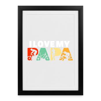 J’adore mon Papa Mountain Bike Rétro Cycle - Affiche encadrée (27 × 37 cm) - noir - Devant