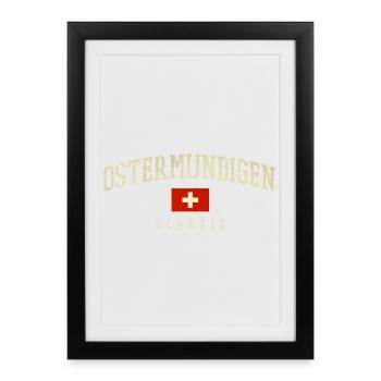Ostermundigen Drapeau suisse vintage - Affiche encadrée (27 × 37 cm) - noir - Devant