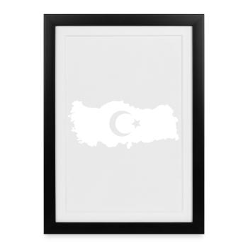 Contour of Turkey with Crescent Moon Star - Framed poster (27 × 37 cm) - black - Front