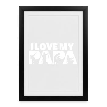J’adore la silhouette de mon Papa Pêcheur - Affiche encadrée (27 × 37 cm) - noir - Devant
