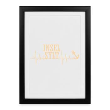 Mer du Nord, Île de Sylt, Mer des Wadden, Amusement - Affiche encadrée (27 × 37 cm) - noir - Devant