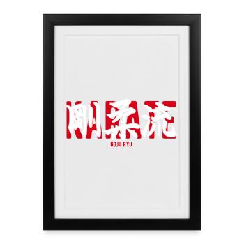 Goju Ryu Karate Martial Arts Dojo Kanji Japon - Affiche encadrée (27 × 37 cm) - noir - Devant