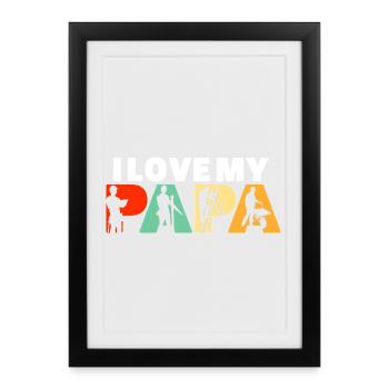 J’adore ma silhouette de Papa Ouvrier du Bâtiment - Affiche encadrée (27 × 37 cm) - noir - Devant