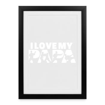 I Love My Judo Papa Martial Arts Silhouette - Framed poster (27 × 37 cm) - black - Front