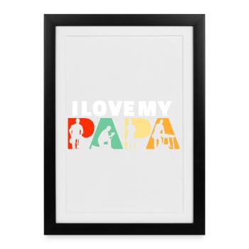 I Love My Papa Carpenter Woodworker Silhouette - Framed poster (27 × 37 cm) - black - Front