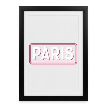 Paris Neon Sign Pink Frame - Affiche encadrée (27 × 37 cm) - noir - Devant