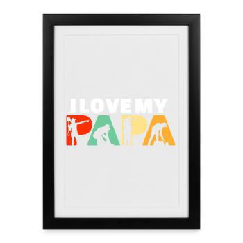 J’adore mon design de jardinier Papa Landscaping - Affiche encadrée (27 × 37 cm) - noir - Devant