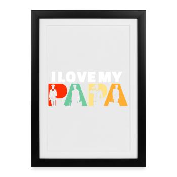 J’adore le design de mon Papa Pilot Aviation Captain - Affiche encadrée (27 × 37 cm) - noir - Devant