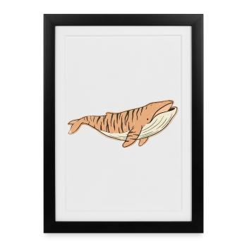 baleine tachetée vintage cartoon rayures Tigrée - Affiche encadrée (27 × 37 cm) - noir - Devant