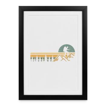 Randonnée dans les montagnes Alpes Randonnée en plein air Randonnée - Affiche encadrée (27 × 37 cm) - noir - Devant