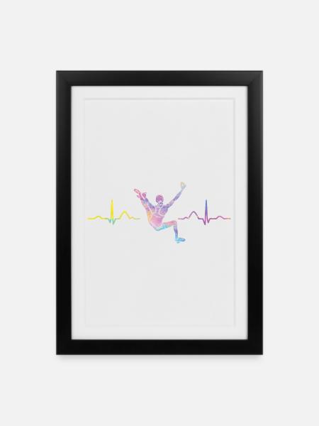 Boulderer Herzschlag Boulder Bouldern - Gerahmtes Poster (27 × 37 cm) - Schwarz