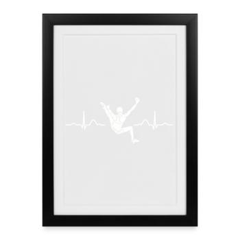 Boulderer heartbeat Bouldering Bouldering - Framed poster (27 × 37 cm) - black - Front