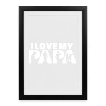 I Love My Papa Police Officer Lawman Silhouette - Framed poster (27 × 37 cm) - black - Front