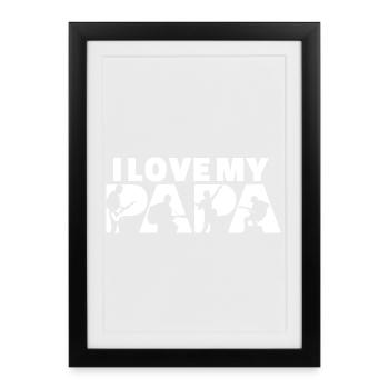J’adore ma silhouette de guitariste musicien Papa - Affiche encadrée (27 × 37 cm) - noir - Devant