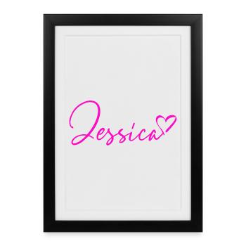 Jessica Signature Rose Néon - Affiche encadrée (27 × 37 cm) - noir - Devant