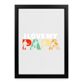 J’adore le design de mon Papa Mechanic - Affiche encadrée (27 × 37 cm) - noir - Devant