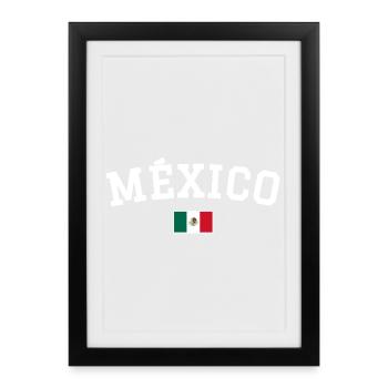 Drapeau du Mexique Blanc - Affiche encadrée (27 × 37 cm) - noir - Devant