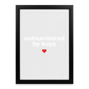 Outnumbered By Boys Mama Funny Mother’s Day - Framed poster (27 × 37 cm) - black - Front