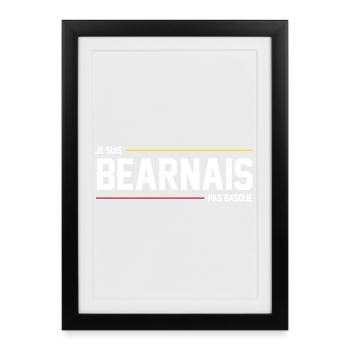 Je Suis Bearnais Pas Basque T-Shirt Cadeau Humour - Affiche encadrée (27 × 37 cm) - noir - Devant