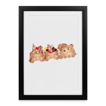 magical 3D gingerbread railway for Christmas - Framed poster (27 × 37 cm) - black - Front
