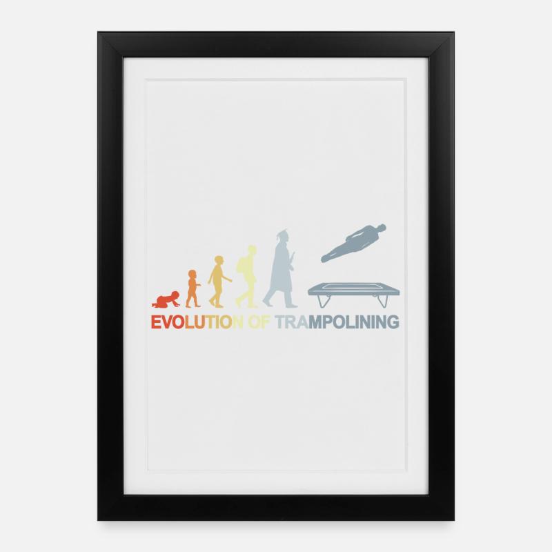 Vintage Trampolinspringer Evolution - Gerahmtes Poster (27 × 37 cm) - Schwarz