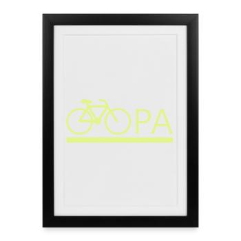 bester Opa Fahrrad Mountainbike Radeln Kritzeln - Gerahmtes Poster (27 × 37 cm) - Schwarz - Vorne