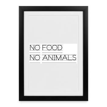 No Food No Animals Typo Statement - Framed poster (27 × 37 cm) - black - Front