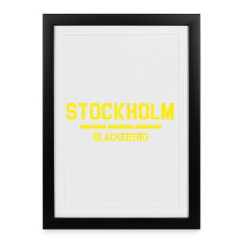Stockholm Blackberg Typografisches Design - Gerahmtes Poster (27 × 37 cm) - Schwarz - Vorne