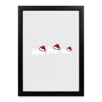 Conception de la police Ho Ho Ho Santa - Affiche encadrée (27 × 37 cm) - noir - Devant