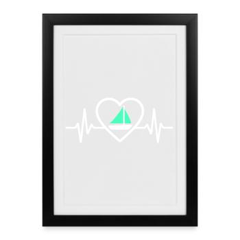 Cœur Voile – Passion Bateau - Framed poster (27 × 37 cm) - black - Front