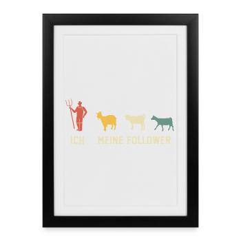Moi et mes suiveurs, chèvres chèvres rétro - Affiche encadrée (27 × 37 cm) - noir - Devant