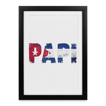 Papa Drapeau de Cuba Papa Vintage - Affiche encadrée (27 × 37 cm) - noir - Devant