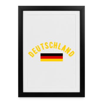 Deutschland Football Fan Vintage Typography  - Framed poster (27 × 37 cm) - black - Front