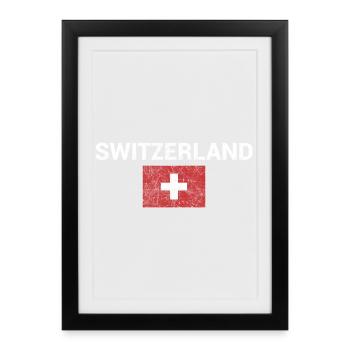 Badge de la Suisse avec emblème du drapeau - Affiche encadrée (27 × 37 cm) - noir - Devant