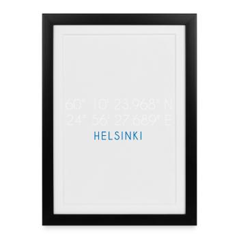 Helsinki Finland coordinates - Framed poster (27 × 37 cm) - black - Front