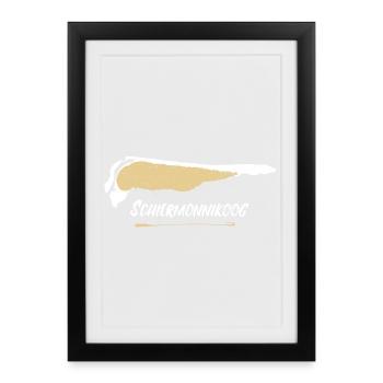 Schiermonnikoog | Carte vintage retro - Affiche encadrée (27 × 37 cm) - noir - Devant