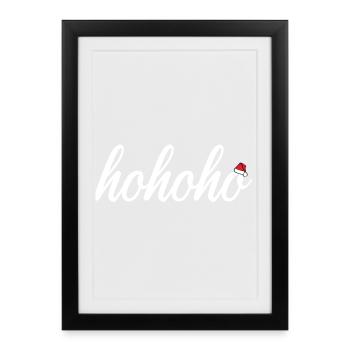 hohoho avec bonnet de Noel - Affiche encadrée (27 × 37 cm) - noir - Devant