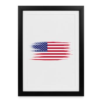 American Flag Brush - Framed poster (27 × 37 cm) - black - Front