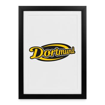Dortmund Retro Logo Print - Framed poster (27 × 37 cm) - black - Front