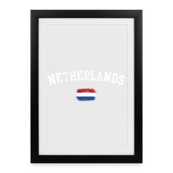 Netherlands Flag Brush Stroke - Framed poster (27 × 37 cm) - black - Front
