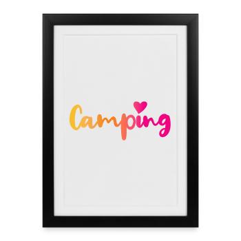 Cours de camping Coeur Rose Citation Fan Camper Outdoor - Affiche encadrée (27 × 37 cm) - noir - Devant