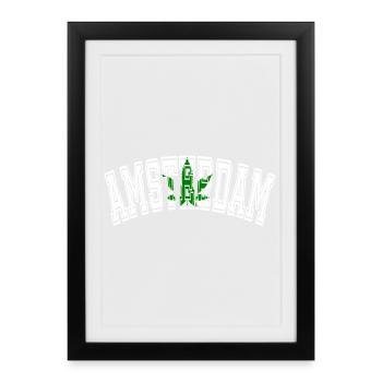 Design d’Amsterdam avec feuille de cannabis - Affiche encadrée (27 × 37 cm) - noir - Devant