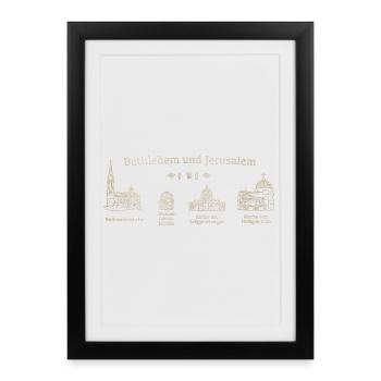 Bethlehem, Jerusalem, heilige Orte. Grabeskirche - Gerahmtes Poster (27 × 37 cm) - Schwarz - Vorne