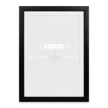 Coordonnées : Coire, Grisons - Affiche encadrée (27 × 37 cm) - noir - Devant