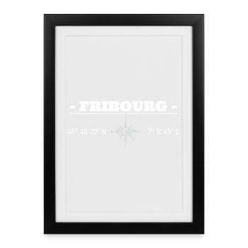 Coordonnées Fribourg - Affiche encadrée (27 × 37 cm) - noir - Devant