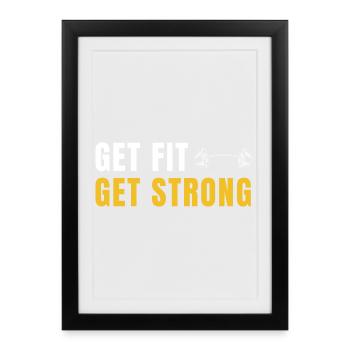 Get Fit Get Strong - Fitness Gift with Dumbbells - Framed poster (27 × 37 cm) - black - Front