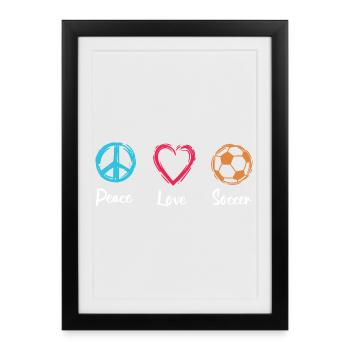 Peace Love Football - Affiche encadrée (27 × 37 cm) - noir - Devant