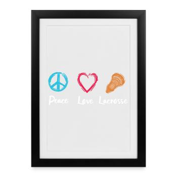 Peace Love Lacrosse - Affiche encadrée (27 × 37 cm) - noir - Devant